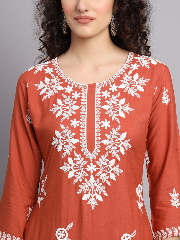 Women's Indian Kurta | Rayon Kurti with Traditional Embroidery