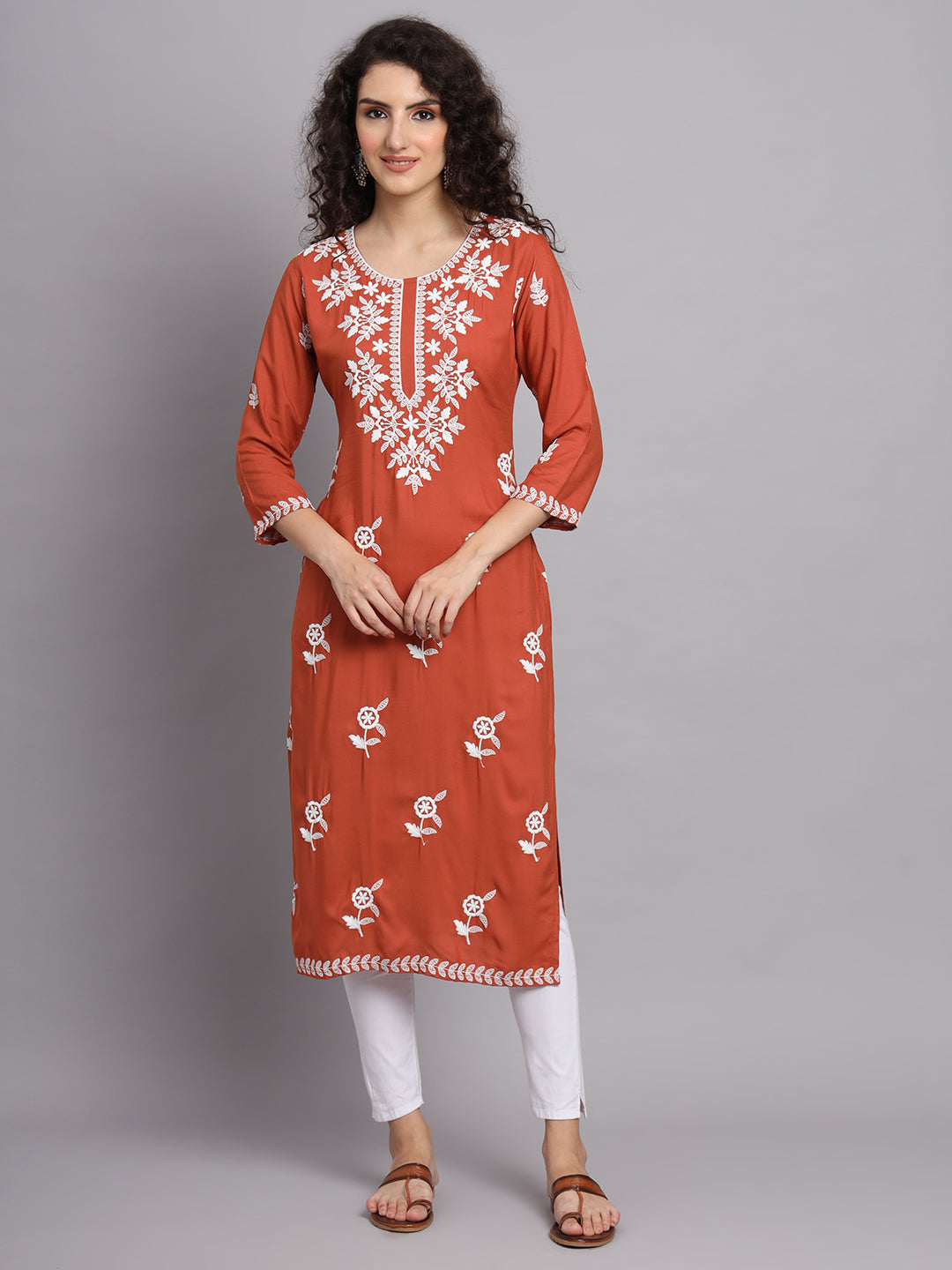 Women's Indian Kurta | Rayon Kurti with Traditional Embroidery