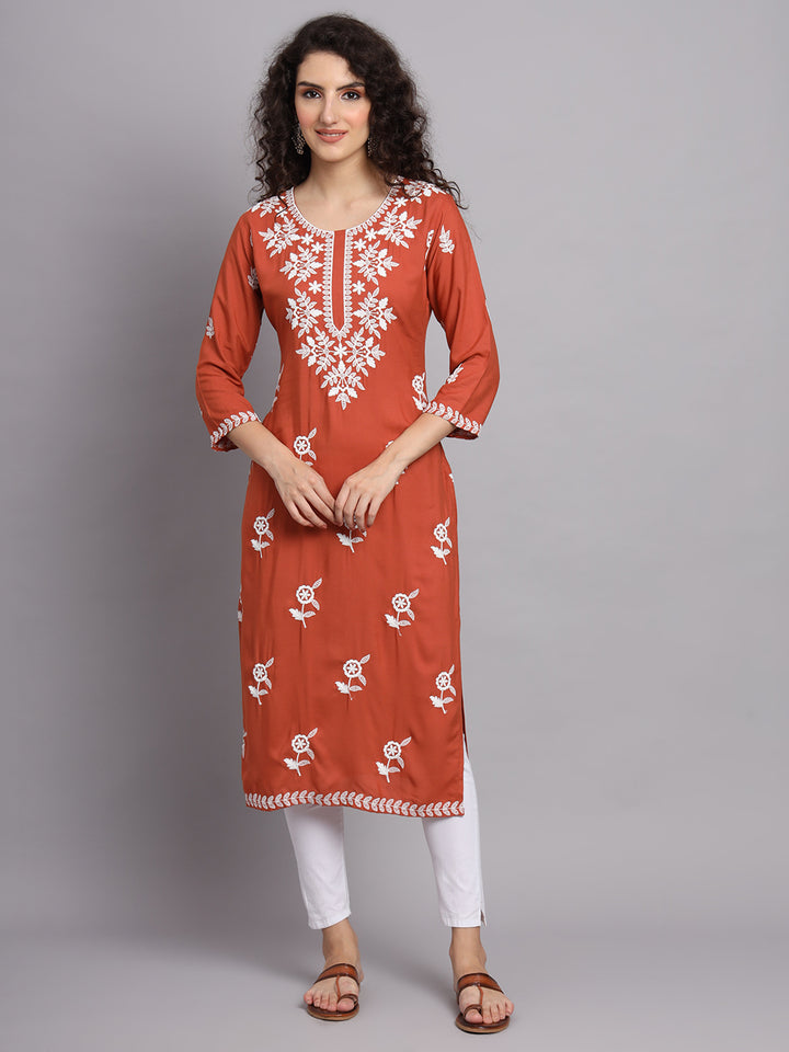 Women's Indian Kurta | Rayon Kurti with Traditional Embroidery