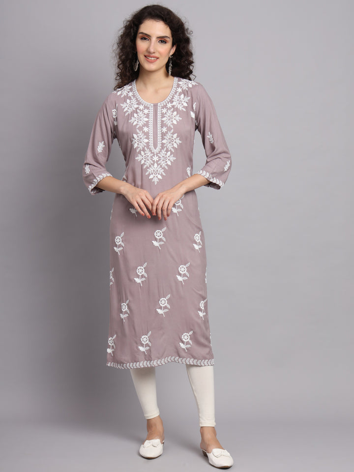 Women's Indian Kurta | Rayon Kurti with Traditional Embroidery