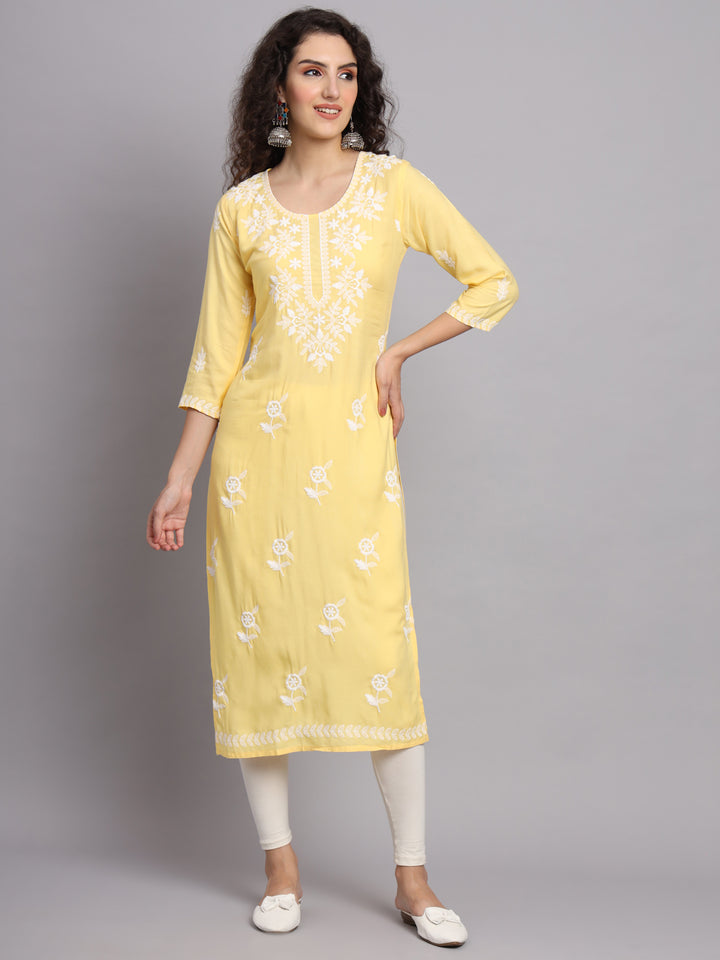 Women's Indian Kurta | Rayon Kurti with Traditional Embroidery