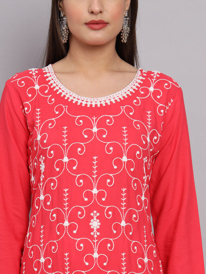 Rayon Kurti for Women | Lucknowi Chikankari Embroidery Art