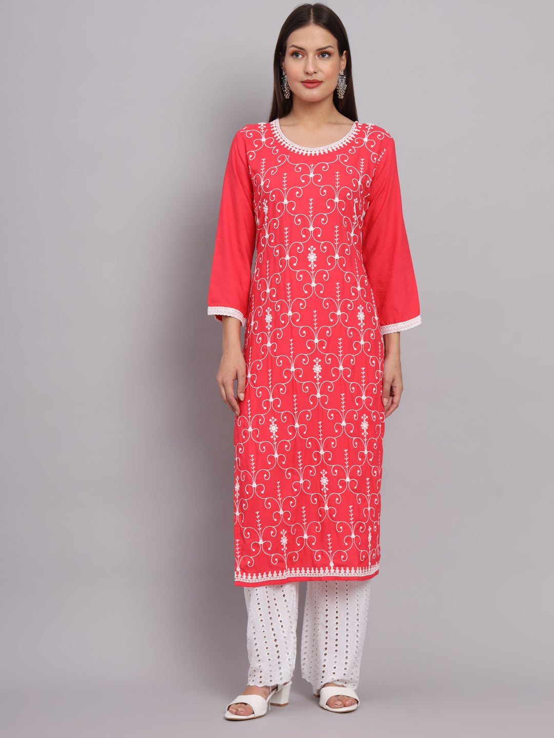 Rayon Kurti for Women | Lucknowi Chikankari Embroidery Art