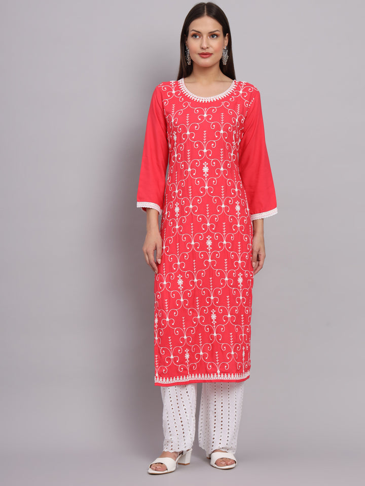 Rayon Kurti for Women | Lucknowi Chikankari Embroidery Art