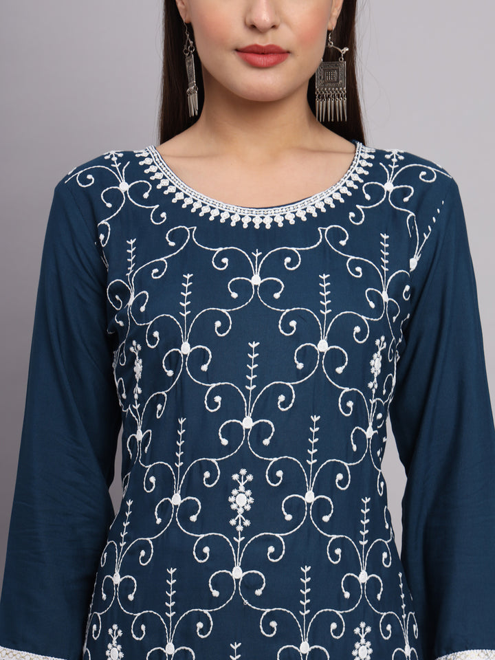 Rayon Kurti for Women | Lucknowi Chikankari Embroidery Art