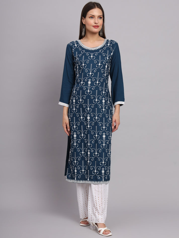 Rayon Kurti for Women | Lucknowi Chikankari Embroidery Art