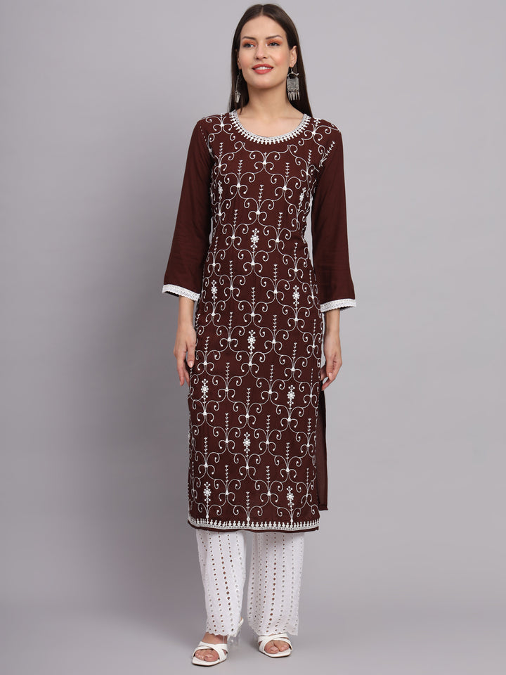 Rayon Kurti for Women | Lucknowi Chikankari Embroidery Art