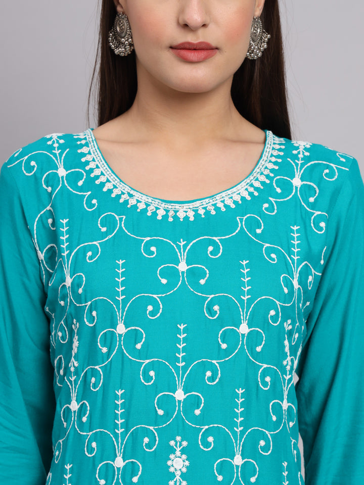 Rayon Kurti for Women | Lucknowi Chikankari Embroidery Art