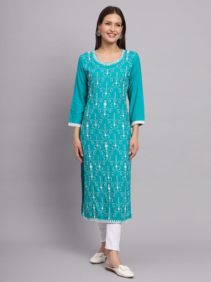 Rayon Kurti for Women | Lucknowi Chikankari Embroidery Art