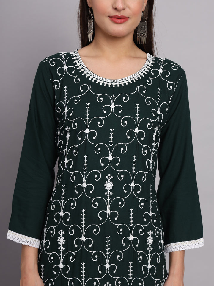 Rayon Kurti for Women | Lucknowi Chikankari Embroidery Art