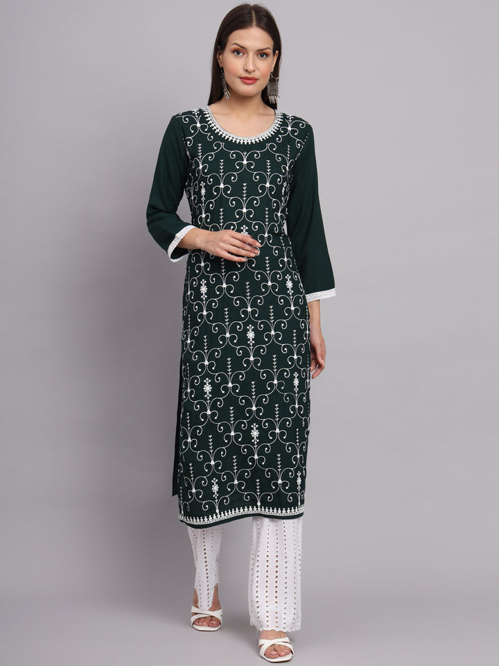 Rayon Kurti for Women | Lucknowi Chikankari Embroidery Art