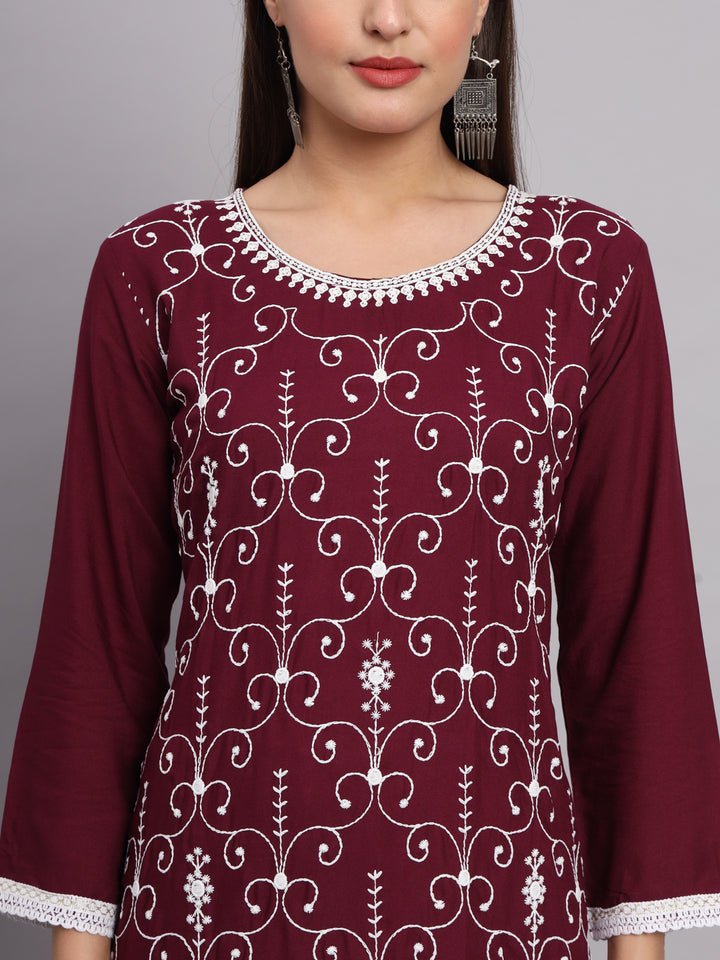 Rayon Kurti for Women | Lucknowi Chikankari Embroidery Art