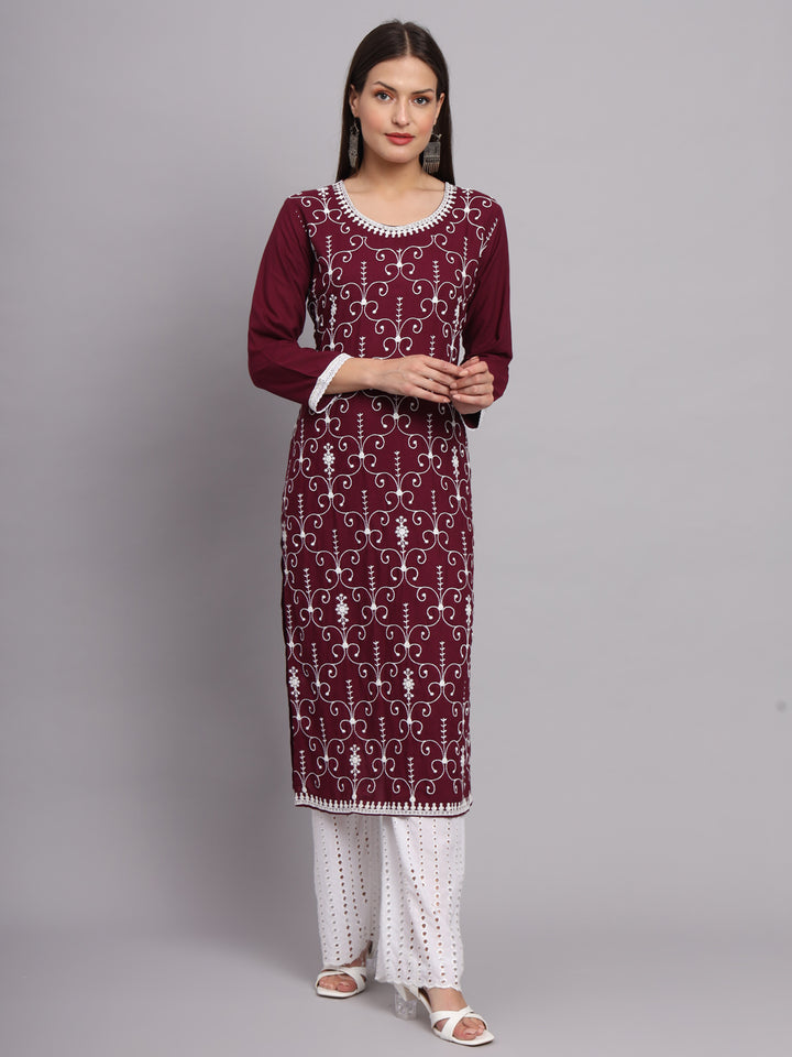 Rayon Kurti for Women | Lucknowi Chikankari Embroidery Art