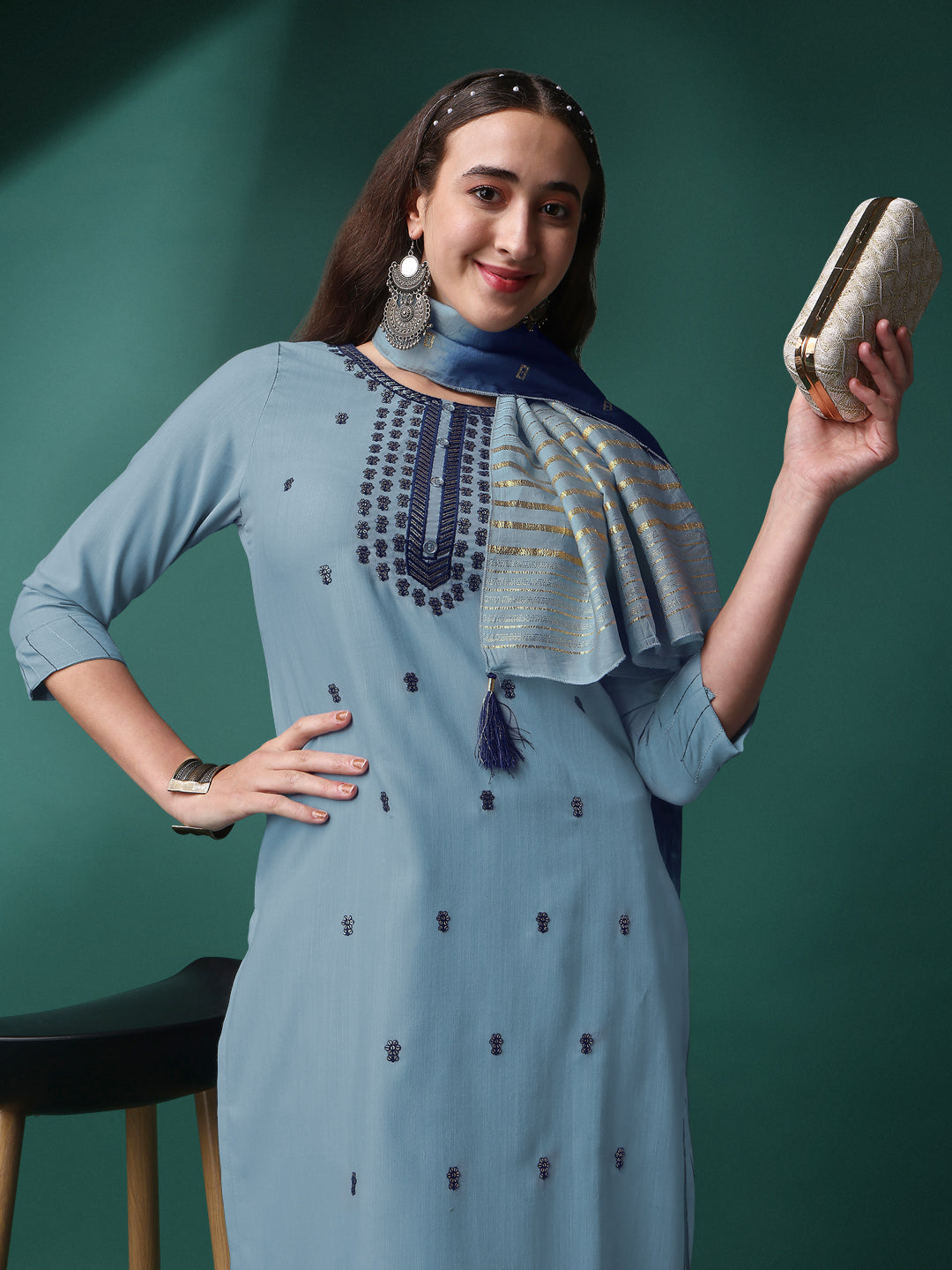 Rayon Slub Kurtis Set | Embroidered Party Wear for Ceremonial Events