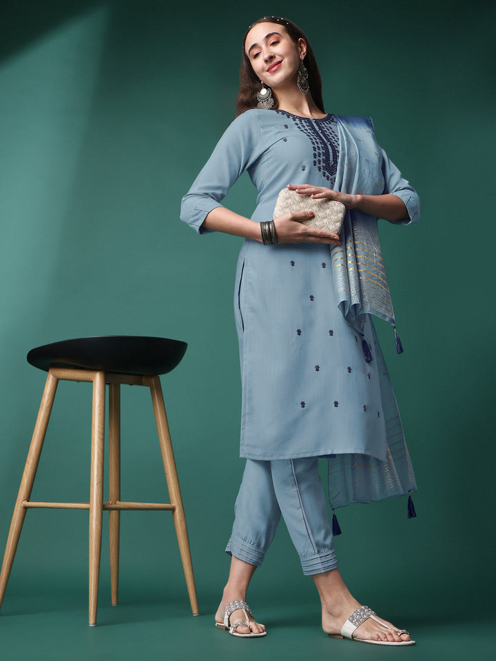 Rayon Slub Kurtis Set | Embroidered Party Wear for Ceremonial Events