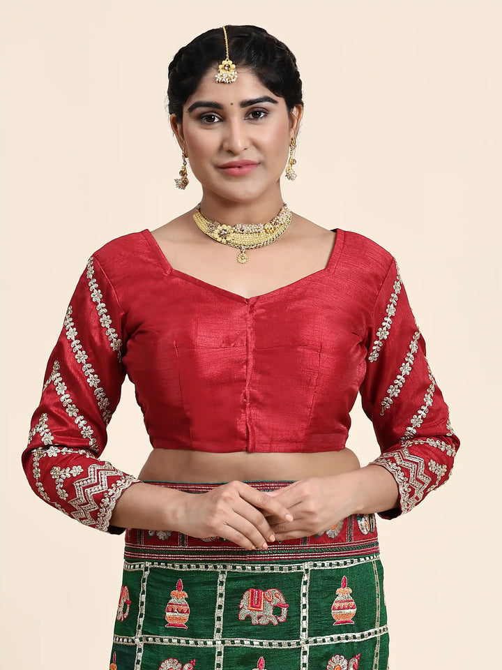 Elegant Vichitra-Silk Saree | Heavy-Embroidery & Diamond-Work Wedding Wear