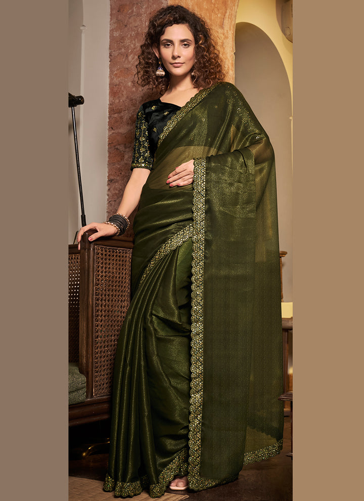 Elegant Sitara-Chiffon Saree | Embroidered Design with Art-Silk Blouse Included