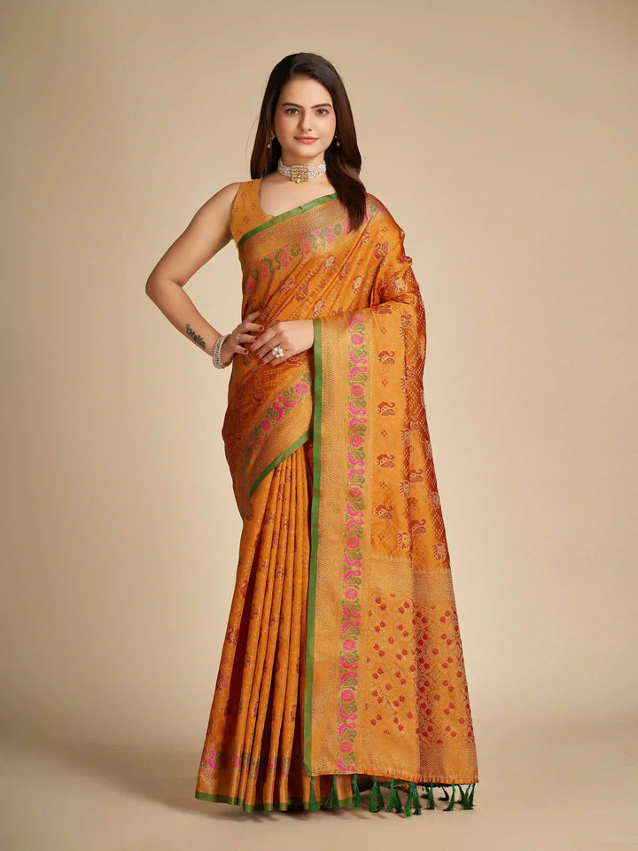 Elegant Patola Silk Saree | Meenakari Jacquard Work Ideal for Celebrations
