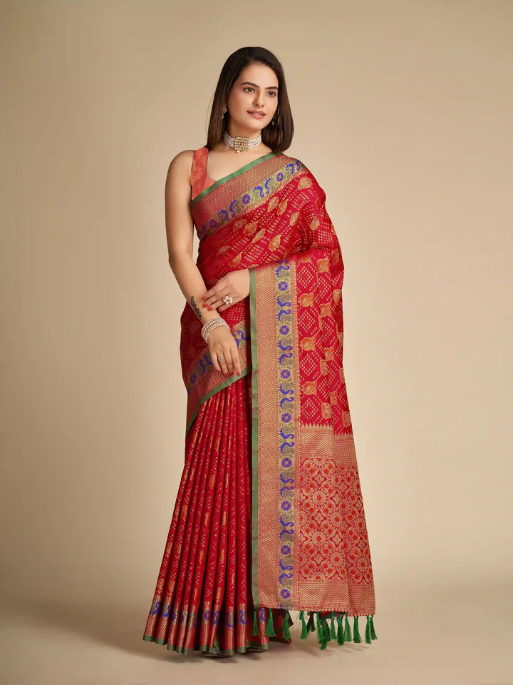 Elegant Patola Silk Saree | Meenakari Jacquard Work Ideal for Celebrations