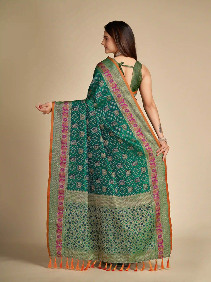 Elegant Patola Silk Saree | Meenakari Jacquard Work Ideal for Celebrations