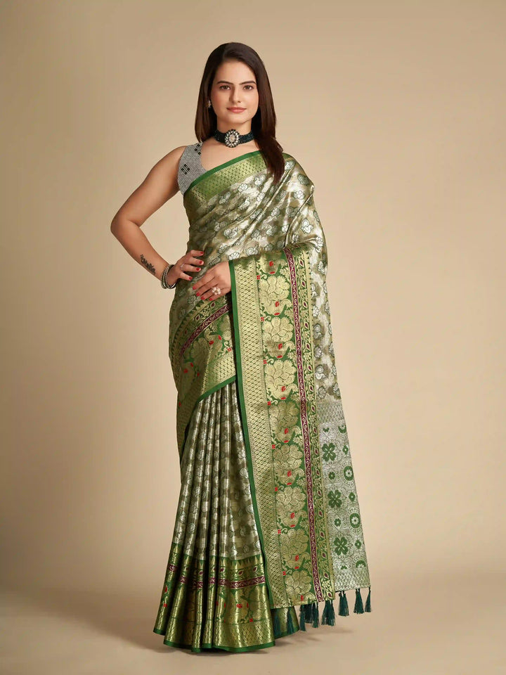 Embroidered Tissue Silk Saree | Stunning Designer Look Perfect for Celebrations