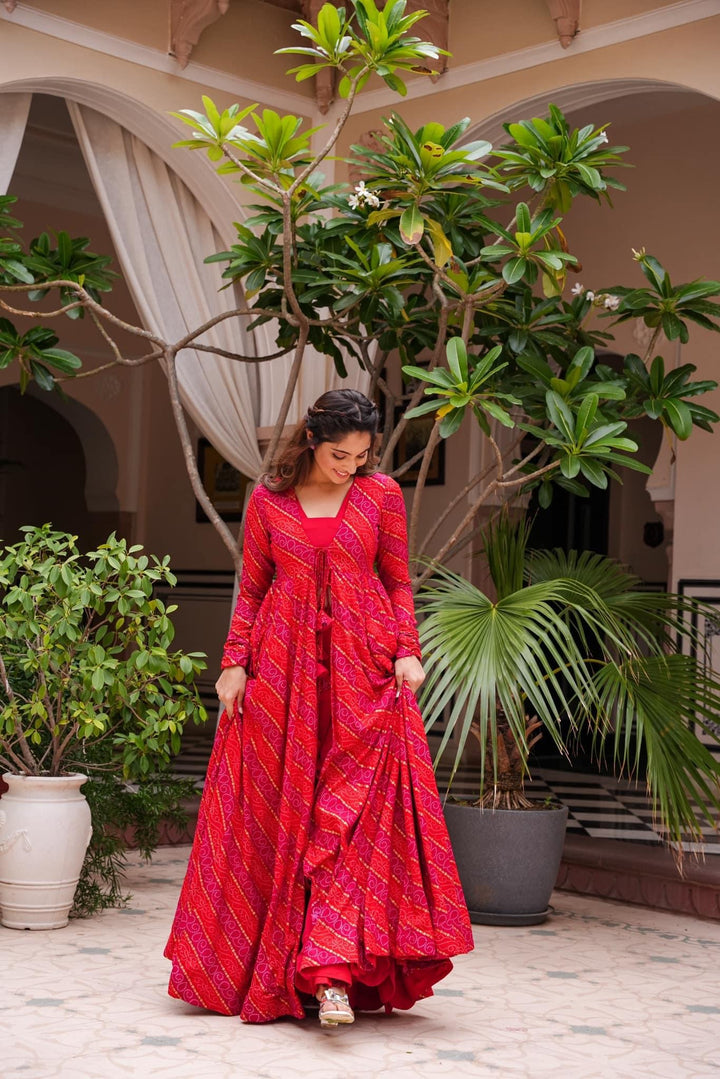 Faux-Georgette Palazzo Set | Digital-Printed Full-Sleeve for Special Events