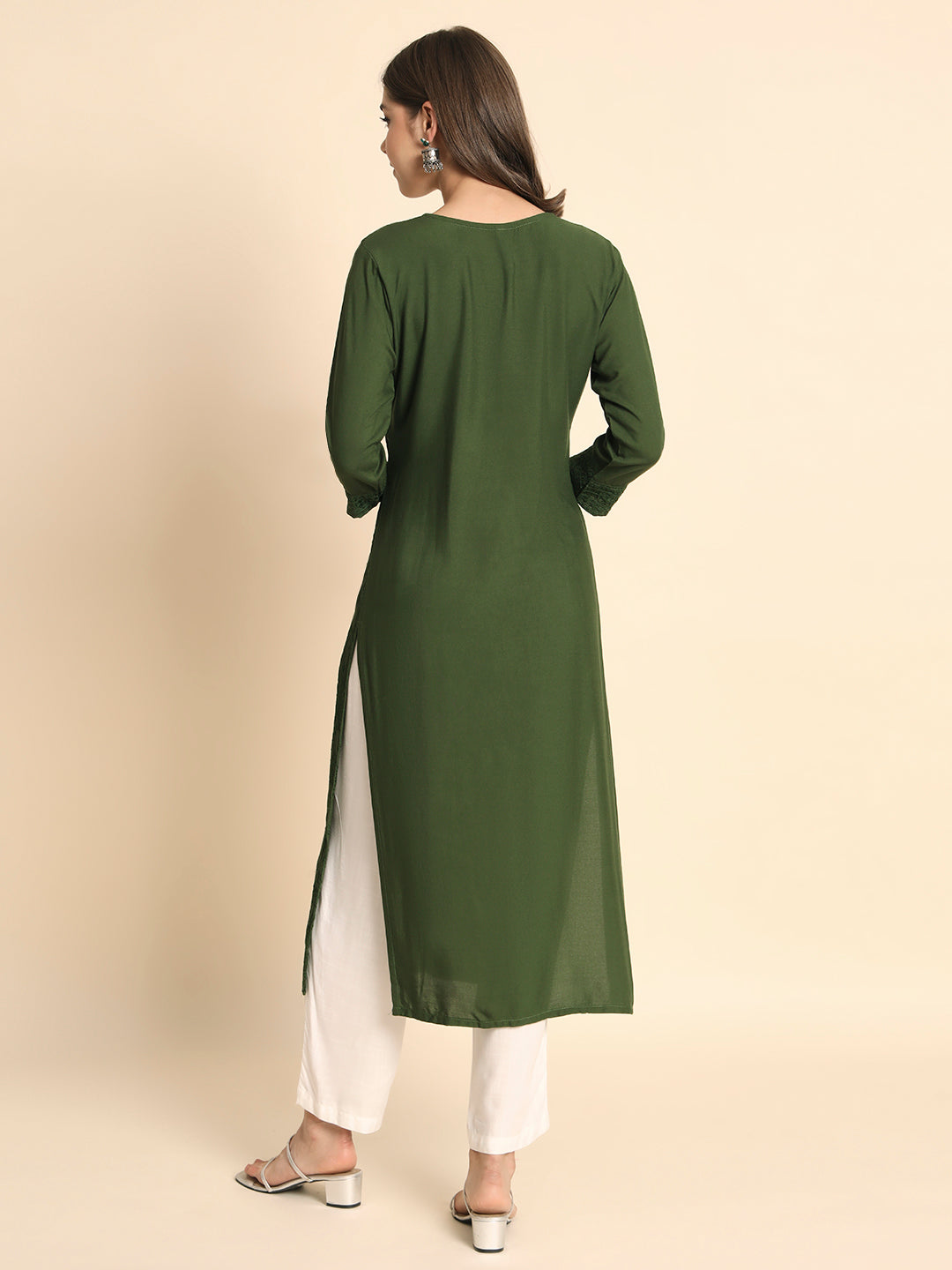 Elegant Rayon Kurti | Lucknowi Chikankari Embroidery for Casual Wear
