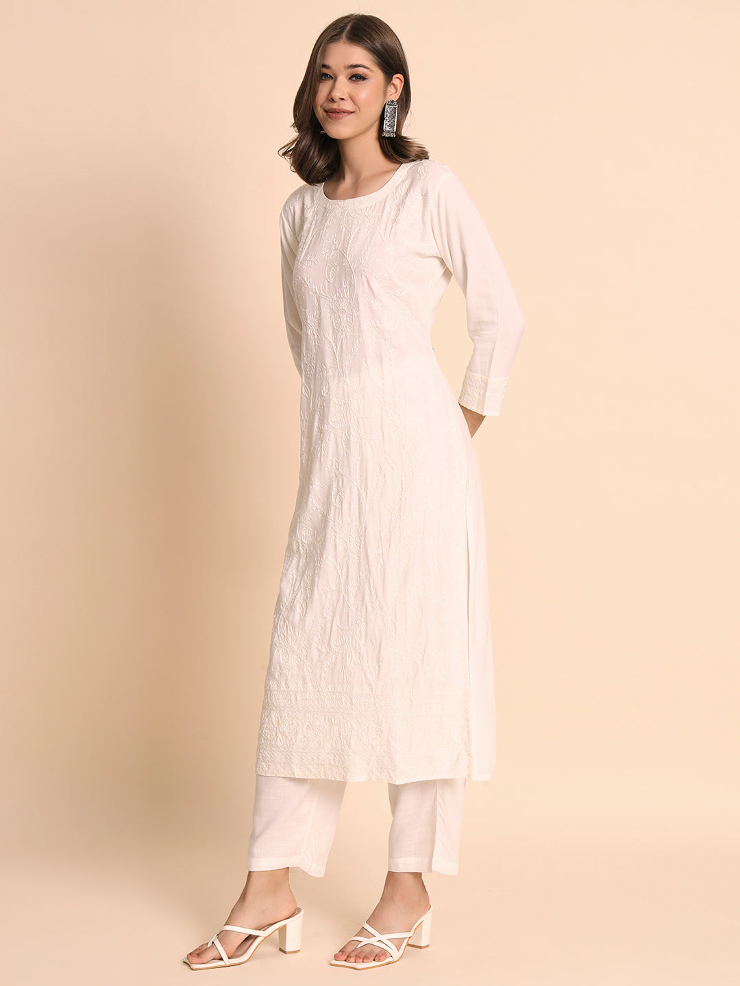 Elegant Rayon Kurti | Lucknowi Chikankari Embroidery for Casual Wear