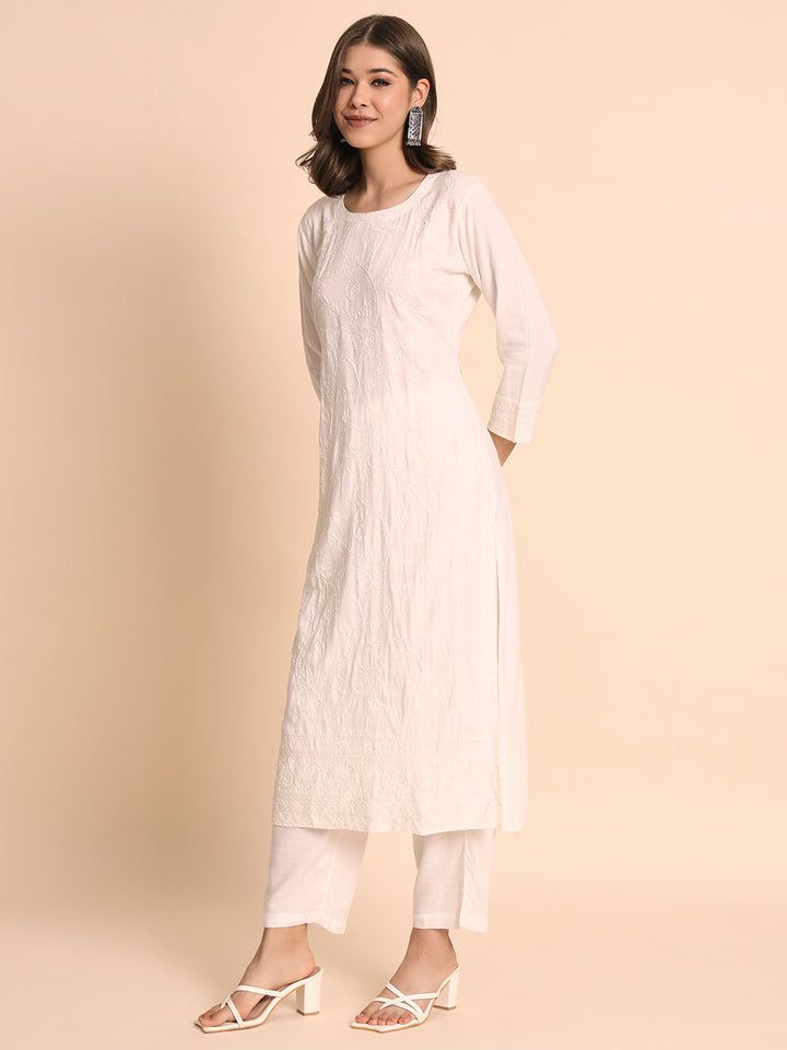 Elegant Rayon Kurti | Lucknowi Chikankari Embroidery for Casual Wear