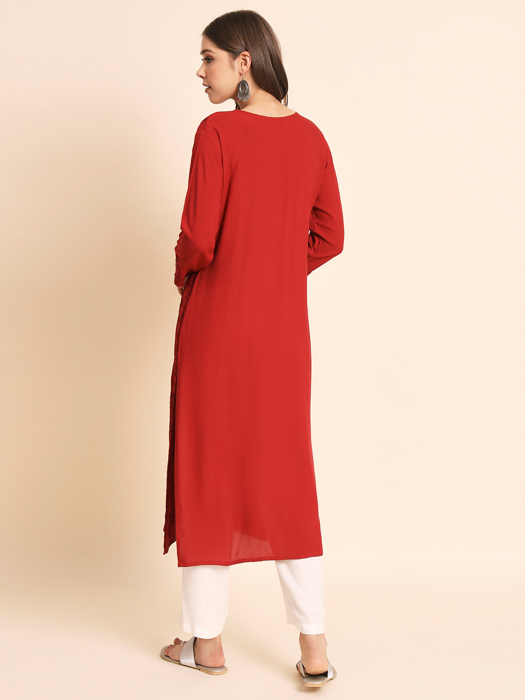 Elegant Rayon Kurti | Lucknowi Chikankari Embroidery for Casual Wear