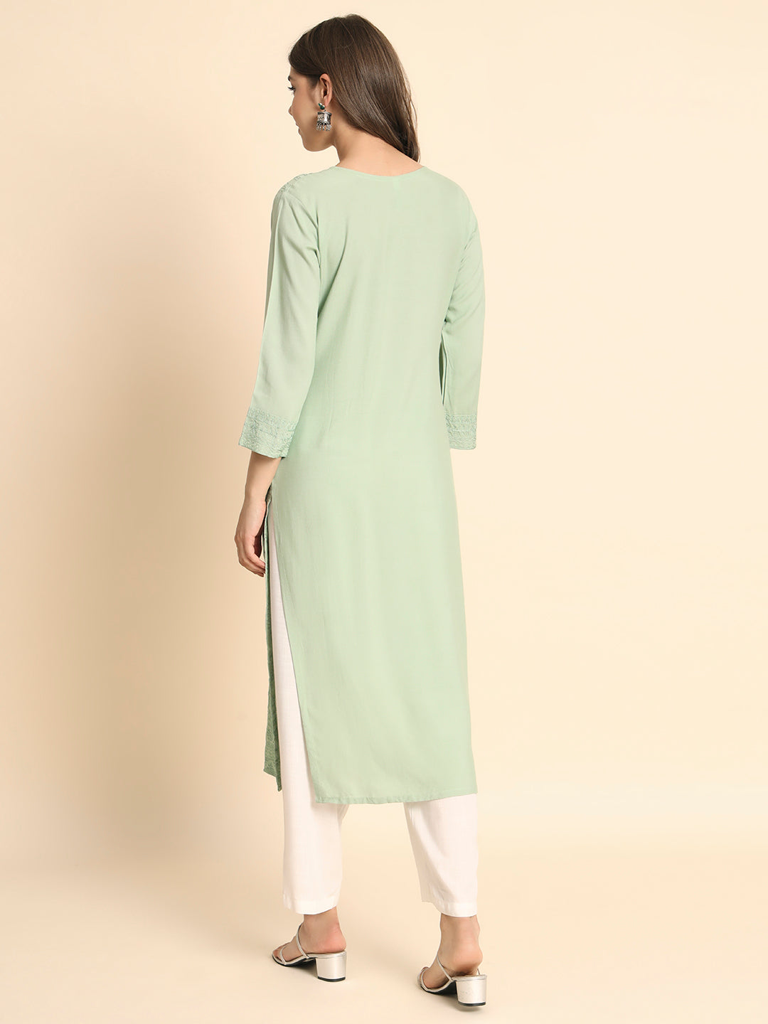Elegant Rayon Kurti | Lucknowi Chikankari Embroidery for Casual Wear