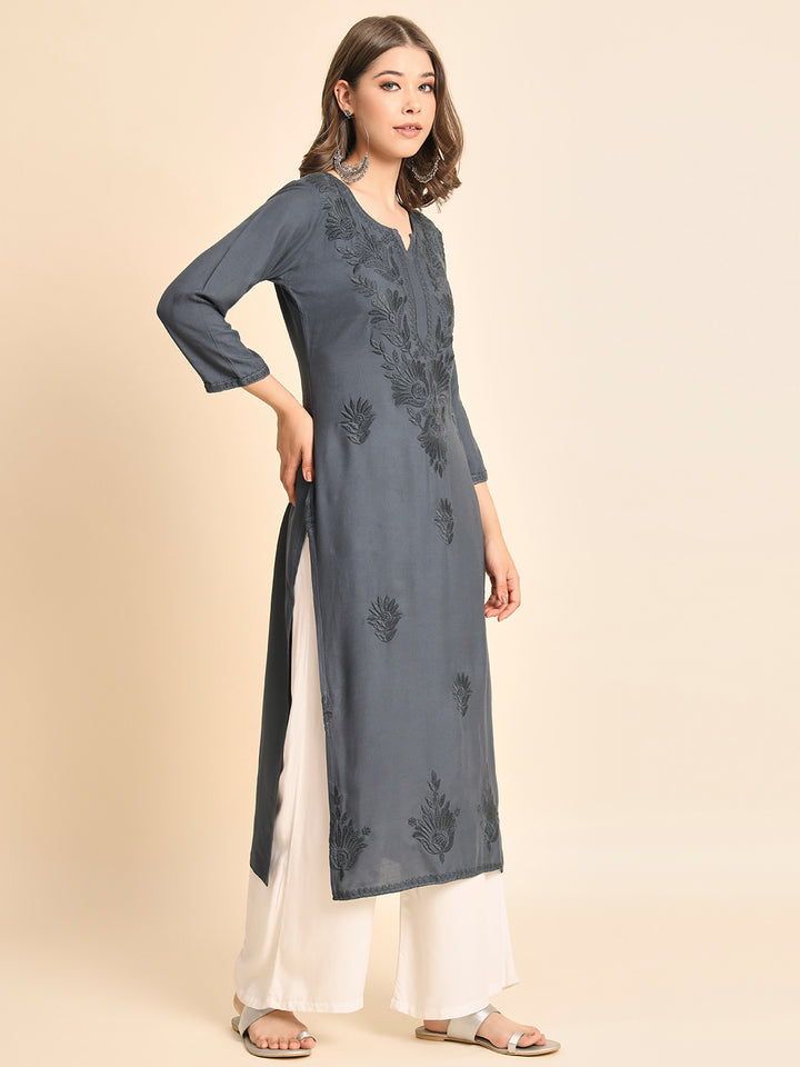 Designer Rayon Kurti | Lucknowi Chikankari Hand Embroidery