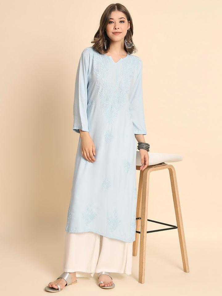 Designer Rayon Kurti | Lucknowi Chikankari Hand Embroidery