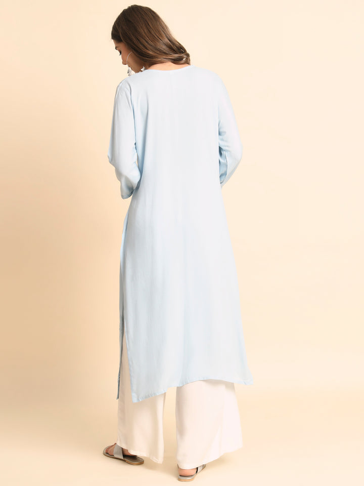 Designer Rayon Kurti | Lucknowi Chikankari Hand Embroidery