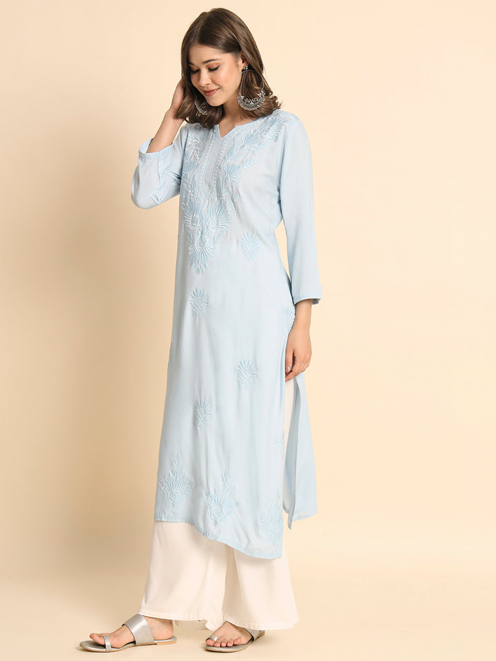 Designer Rayon Kurti | Lucknowi Chikankari Hand Embroidery
