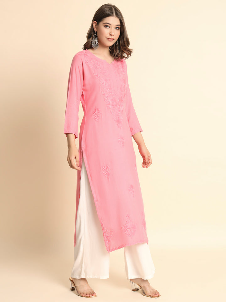 Designer Rayon Kurti | Lucknowi Chikankari Hand Embroidery
