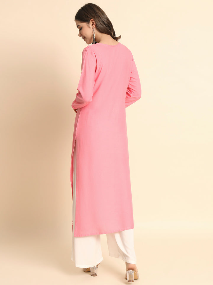 Designer Rayon Kurti | Lucknowi Chikankari Hand Embroidery