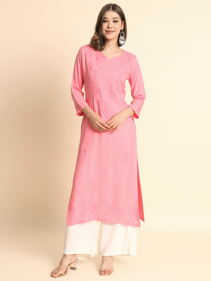 Designer Rayon Kurti | Lucknowi Chikankari Hand Embroidery