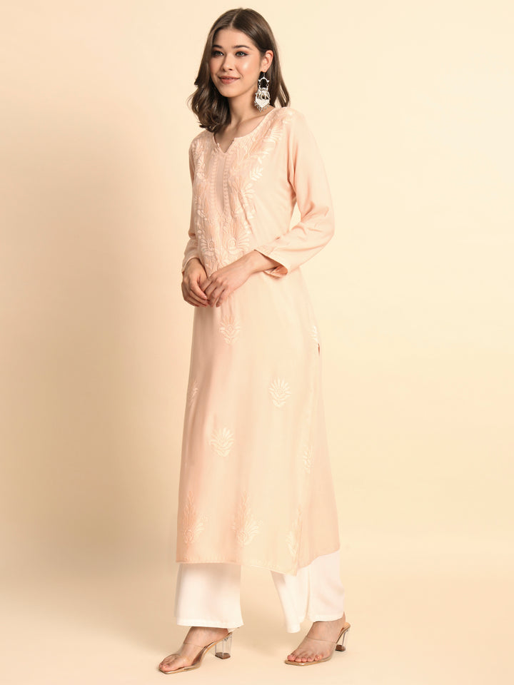 Designer Rayon Kurti | Lucknowi Chikankari Hand Embroidery