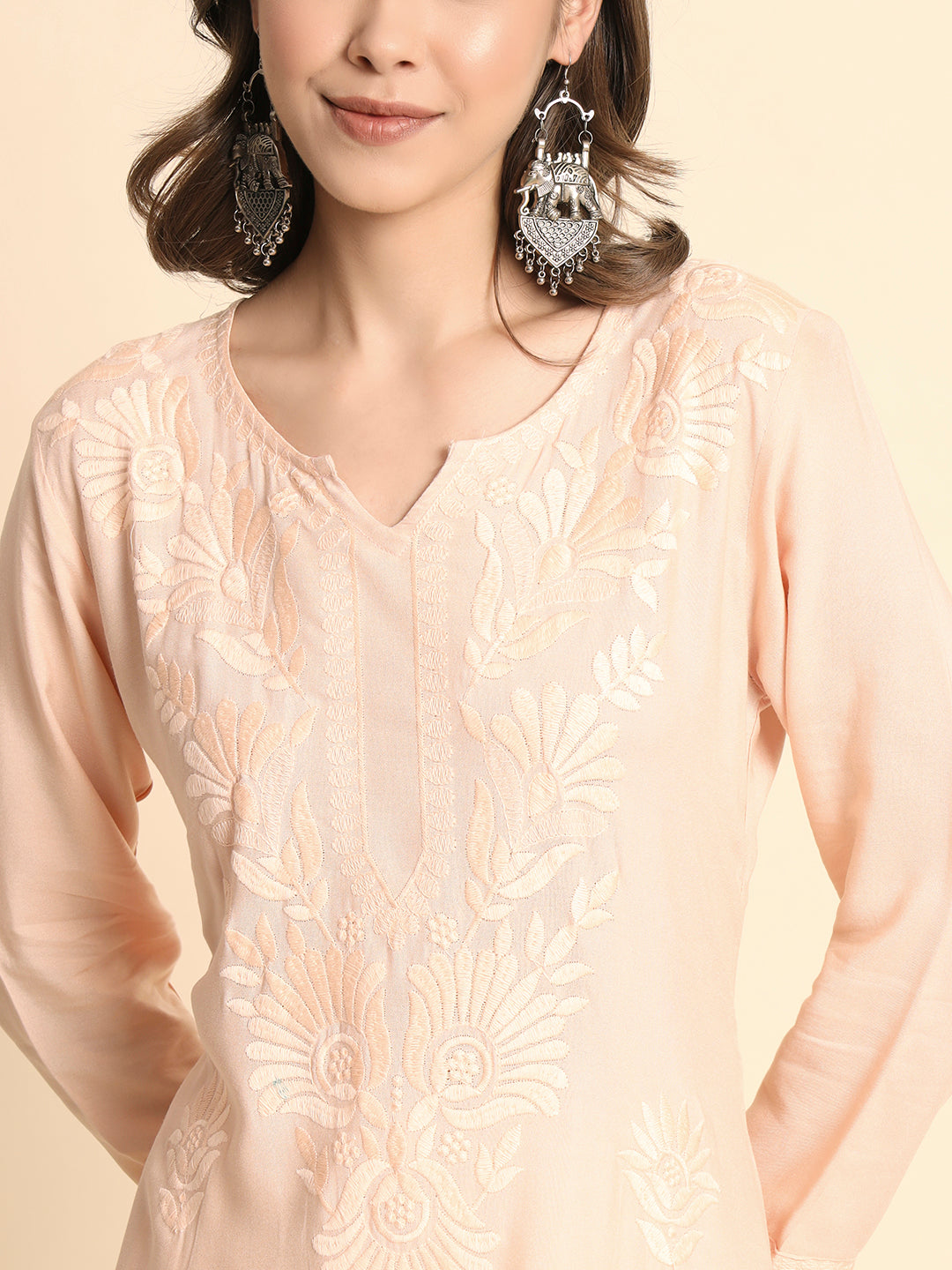 Designer Rayon Kurti | Lucknowi Chikankari Hand Embroidery