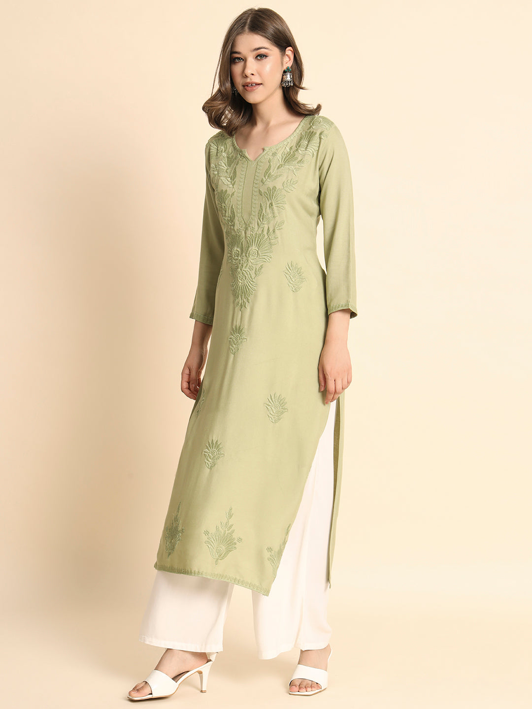 Designer Rayon Kurti | Lucknowi Chikankari Hand Embroidery