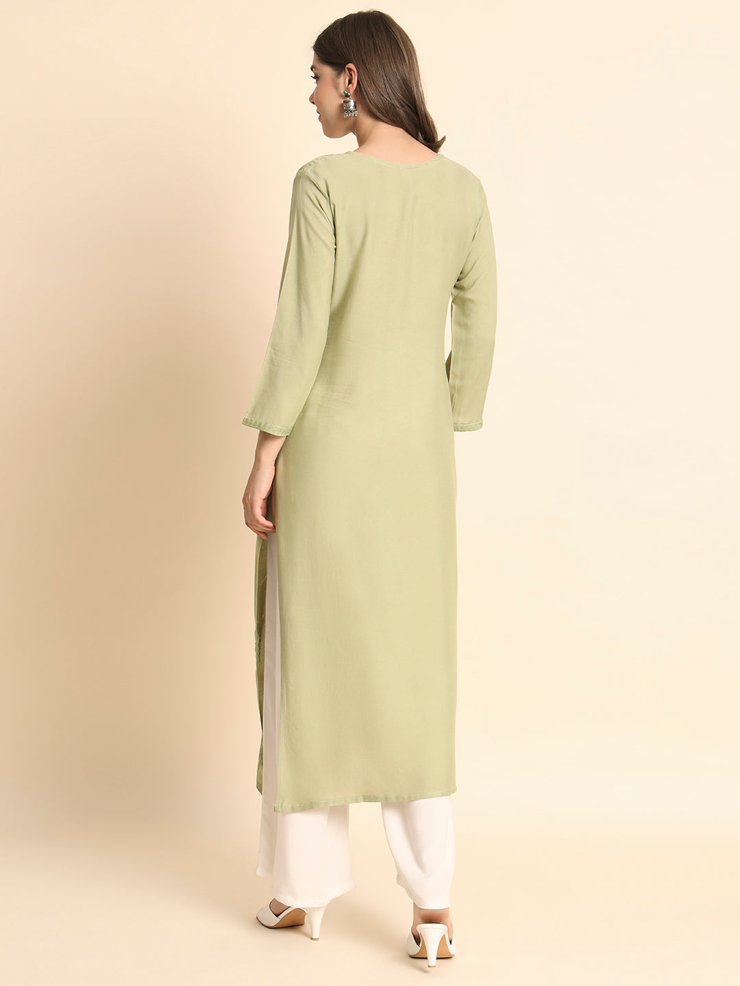 Designer Rayon Kurti | Lucknowi Chikankari Hand Embroidery