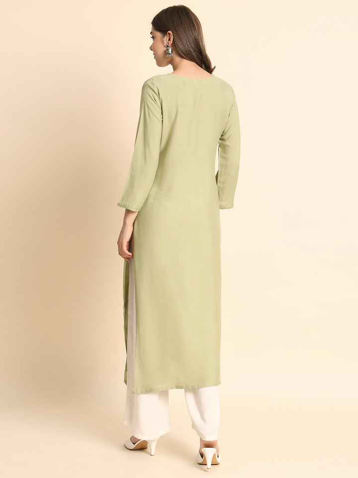 Designer Rayon Kurti | Lucknowi Chikankari Hand Embroidery