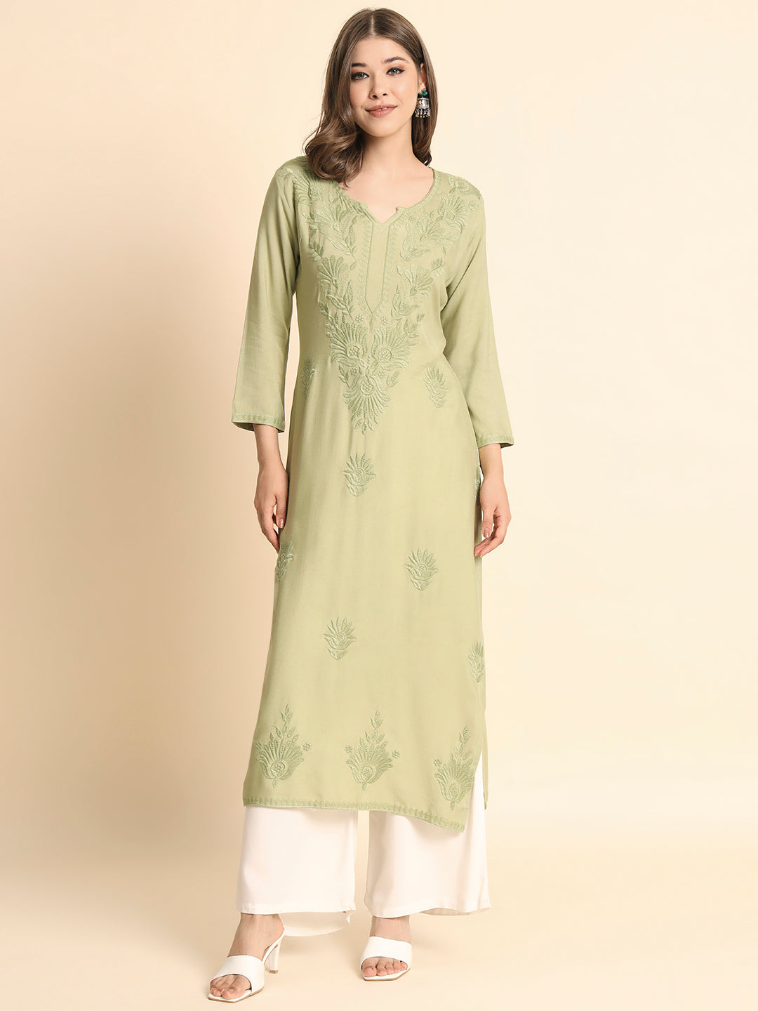 Designer Rayon Kurti | Lucknowi Chikankari Hand Embroidery