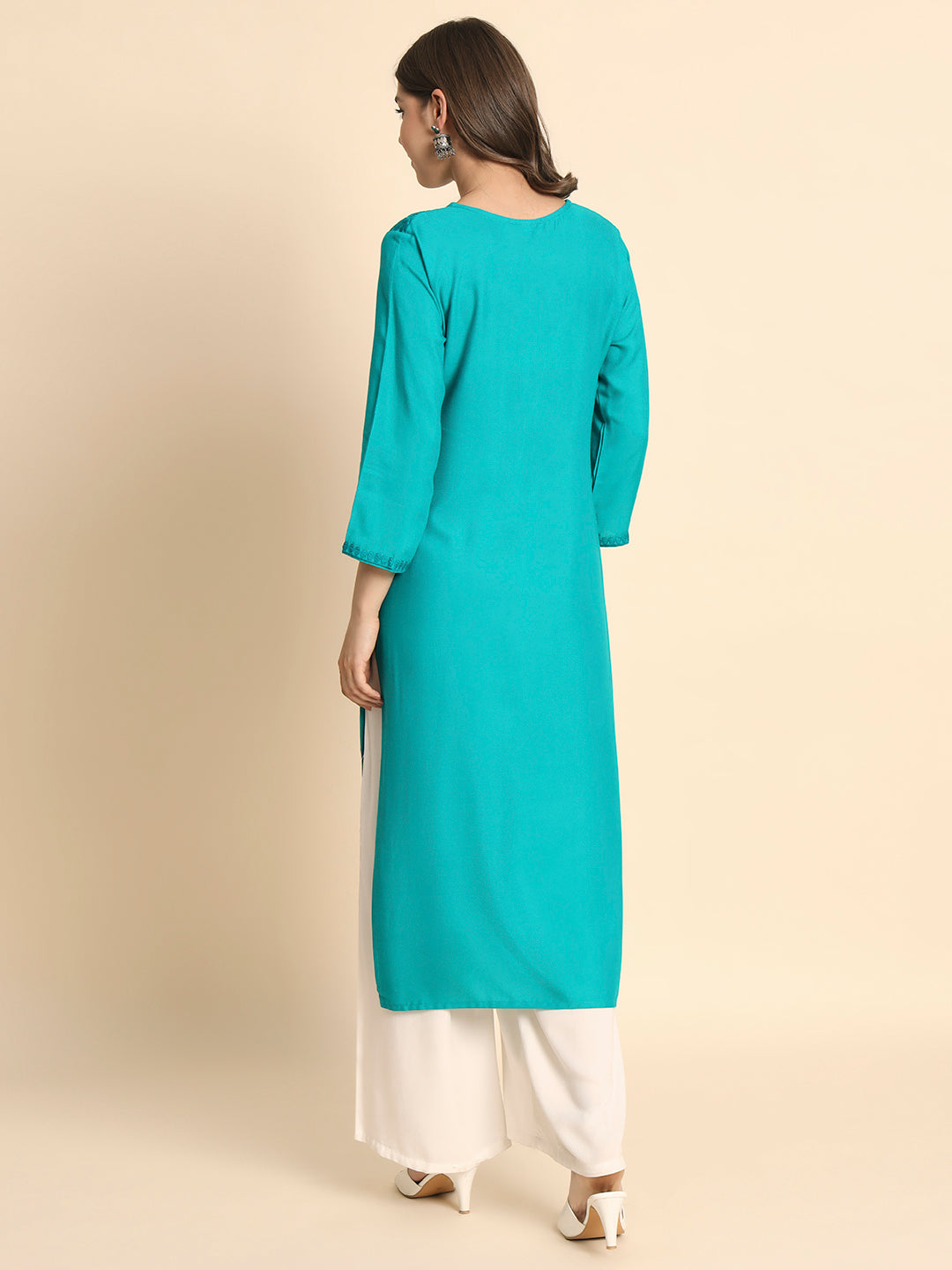 Designer Rayon Kurti | Lucknowi Chikankari Hand Embroidery