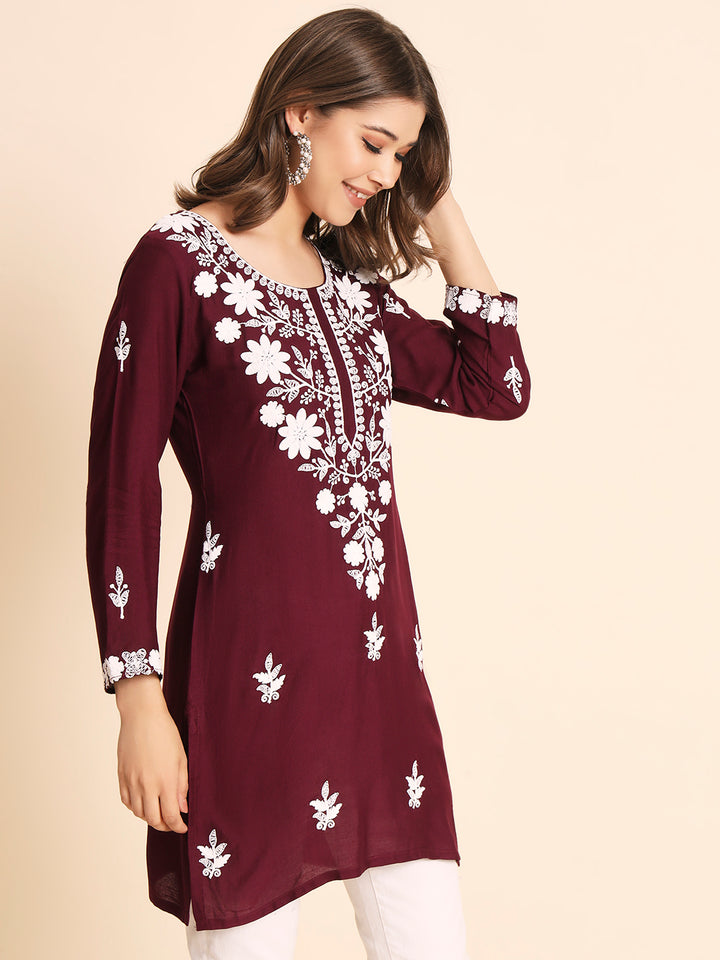 Designer Rayon Kurti | Chikankari Hand Embroidery for Women