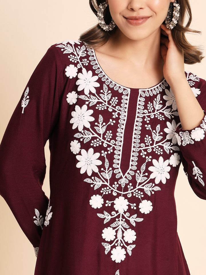 Designer Rayon Kurti | Chikankari Hand Embroidery for Women