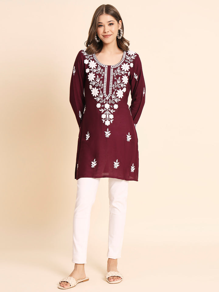 Designer Rayon Kurti | Chikankari Hand Embroidery for Women