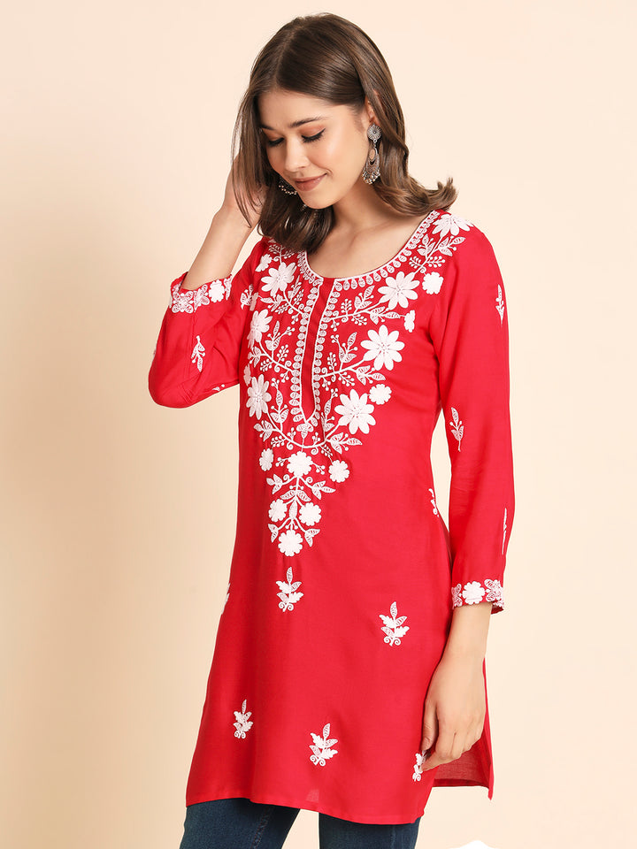 Designer Rayon Kurti | Chikankari Hand Embroidery for Women