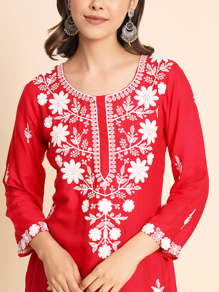 Designer Rayon Kurti | Chikankari Hand Embroidery for Women